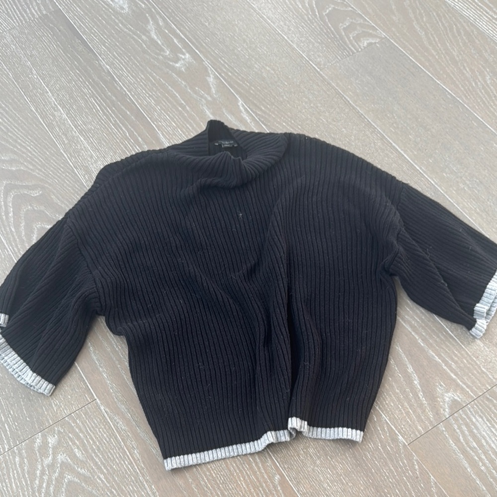 Ann Taylor Black and White Turtleneck Sweater